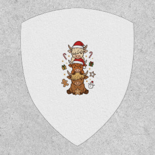 Christmas Highland Cow Stack Vintage Engraving Des Patch