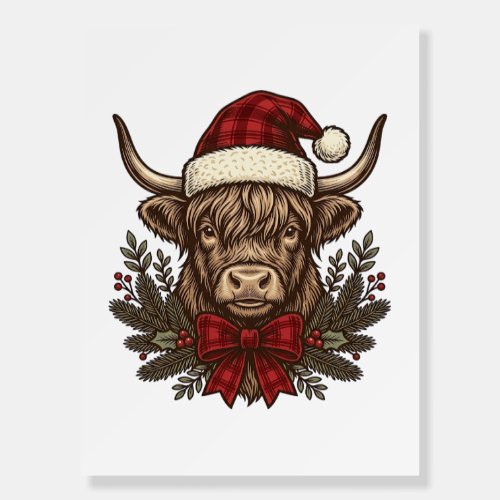 Christmas Highland Cow Vintage Engraving Design_1 Foam Board
