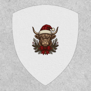 Christmas Highland Cow Vintage Engraving Design_1 Patch