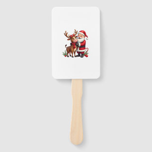 Christmas Highland Cow With Santa Scottish Vintage Hand Fan