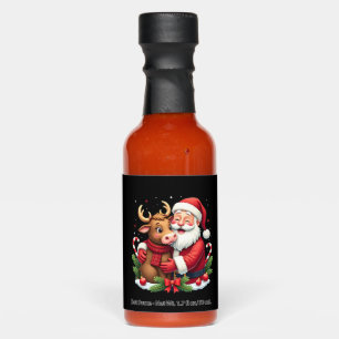 Christmas Highland Cow With Santa Scottish Vintage Hot Sauces