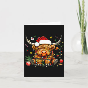 Christmas Highland Cow Xmas Santa Hat Wooly Farm A Card