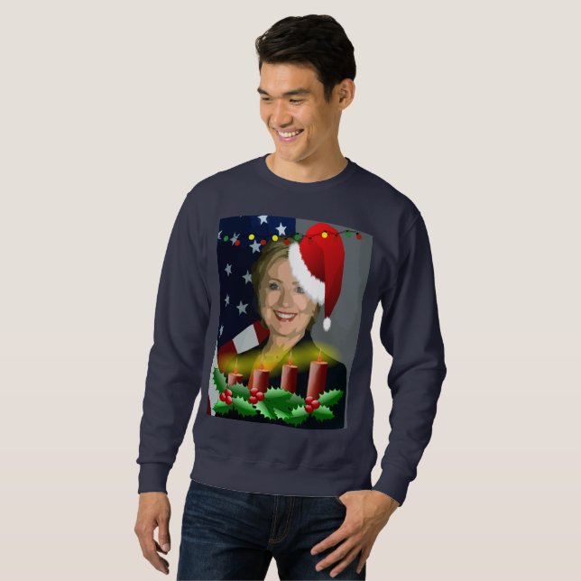 christmas hillary clinton mens sweatshirt (Front Full)