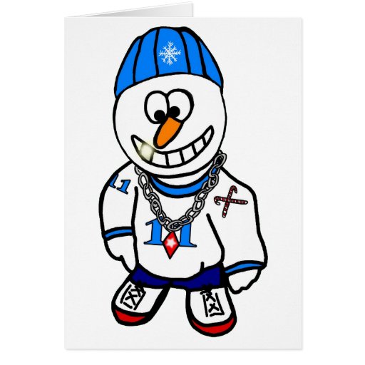 Christmas Hip-Hop Rapper Snowman Greeting Card | Zazzle