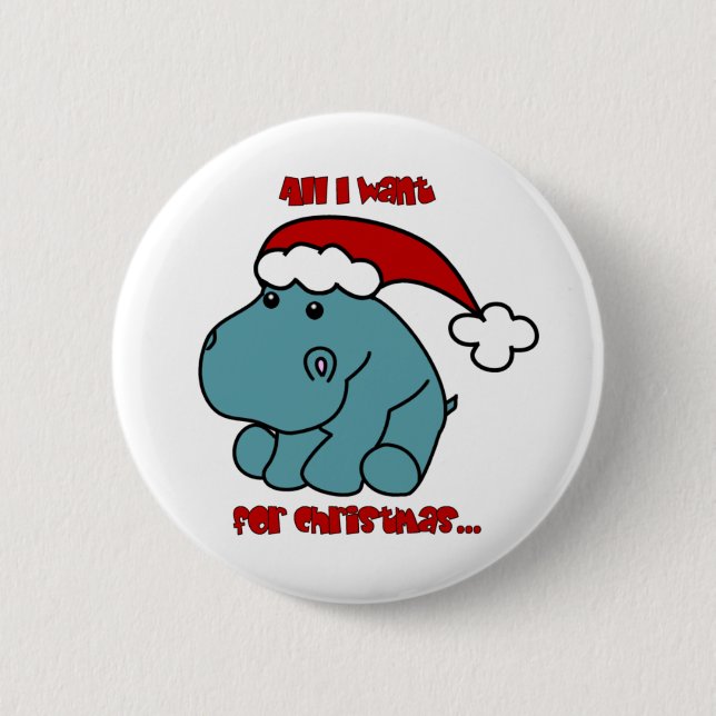 Christmas Hippo Button (Front)