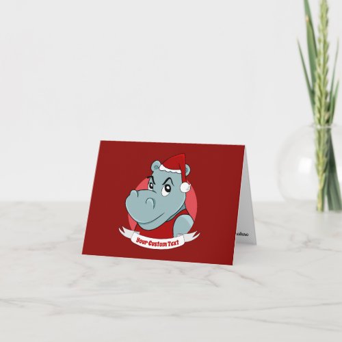 Christmas hippo cartoon card
