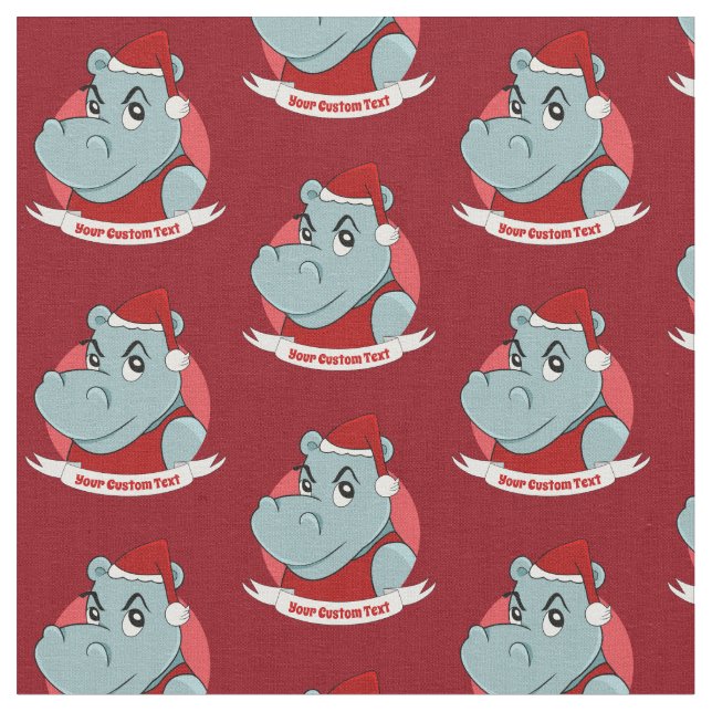 Christmas hippo cartoon fabric (Close Up)