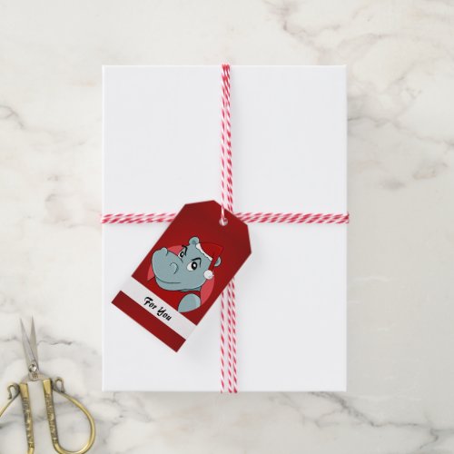 Christmas hippo cartoon gift tags