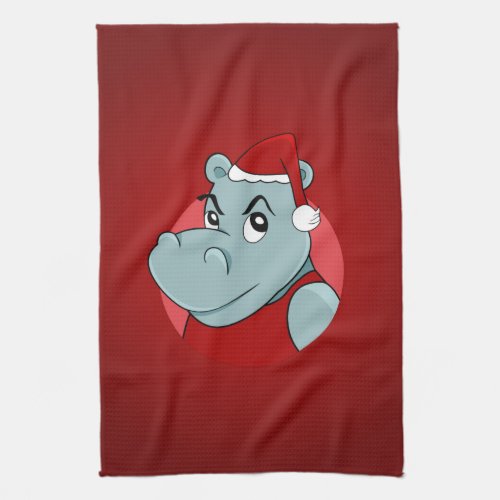 Christmas hippo cartoon kitchen towel