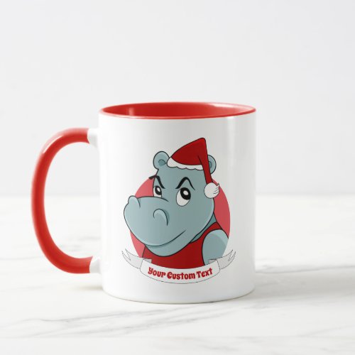 Christmas hippo cartoon mug