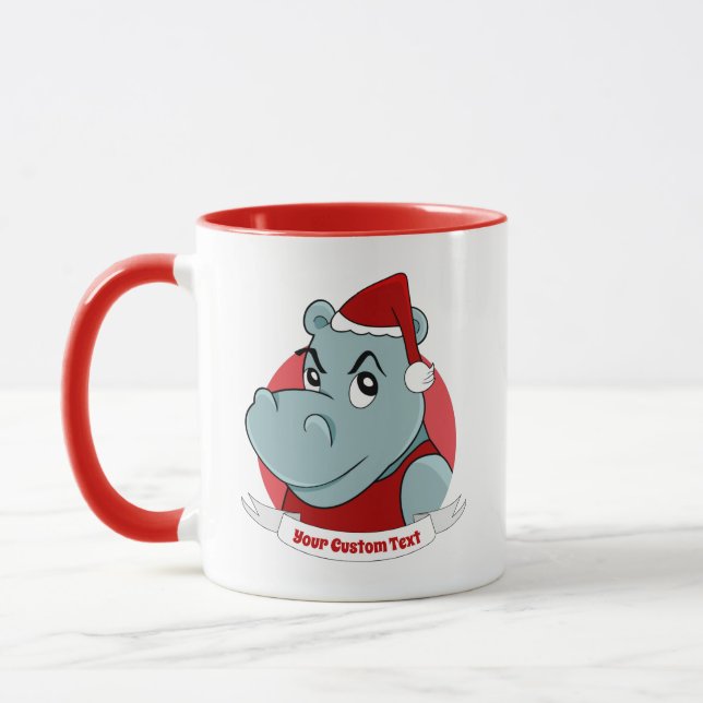 Christmas hippo cartoon mug (Left)