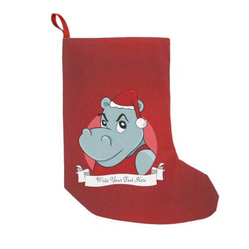 Christmas hippo cartoon small christmas stocking