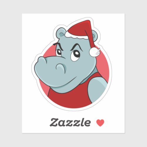 Christmas hippo cartoon sticker