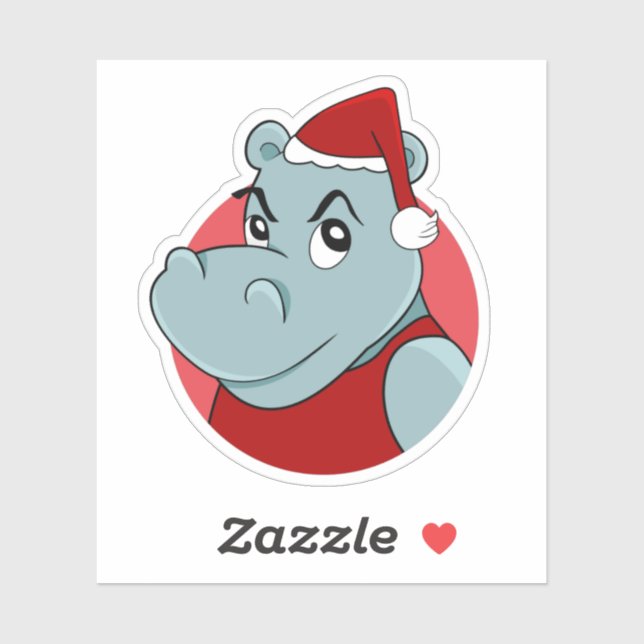 Christmas hippo cartoon sticker (Sheet)