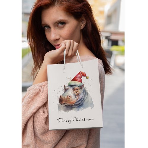 Christmas Hippo customizable Medium Gift Bag