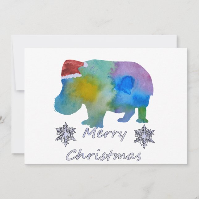Christmas Hippo Holiday Card (Front)
