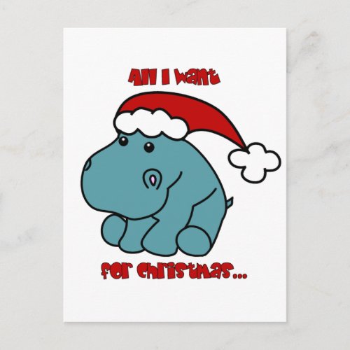 Christmas Hippo Holiday Postcard