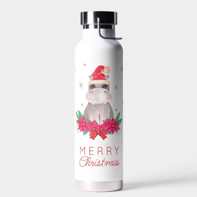 Christmas Hippo Water Bottle (Left)