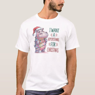 Christmas Hippopotamus Funny T-Shirt