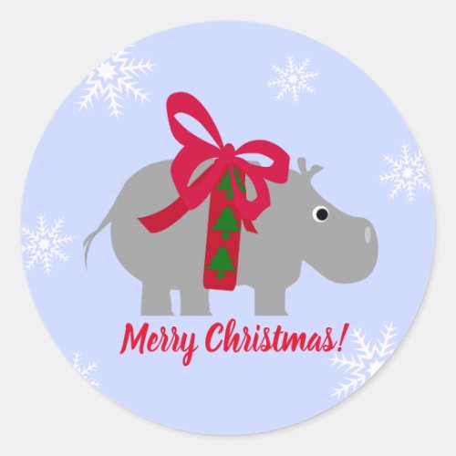 Christmas Hippopotamus Paper Holiday Stickers