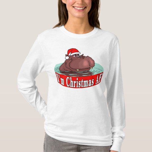 Christmas Hippopotamus T_Shirt