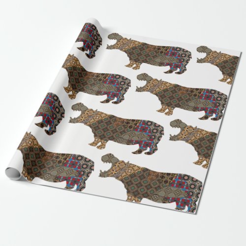 Christmas Hippopotamus Wrapping Paper