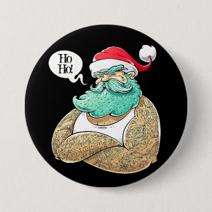 Christmas Hipsta Santa Claus Button