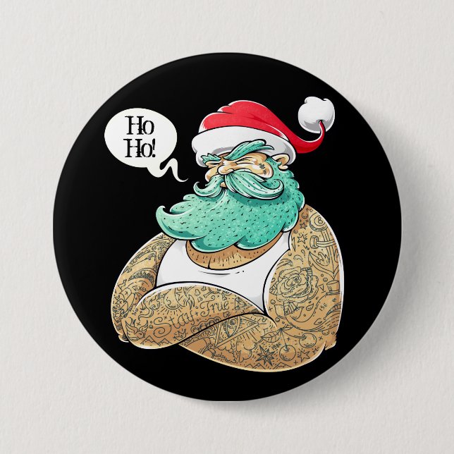 Christmas Hipsta Santa Claus Button (Front)