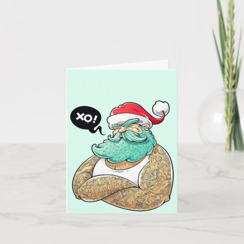 Christmas Hipsta Santa Claus Holiday Card