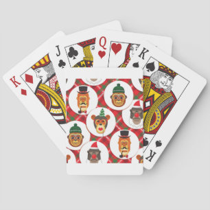 christmas hipster monkeys poker cards