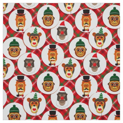 christmas hipster monkeys xmas fabric