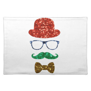 christmas hipster mustache placemat