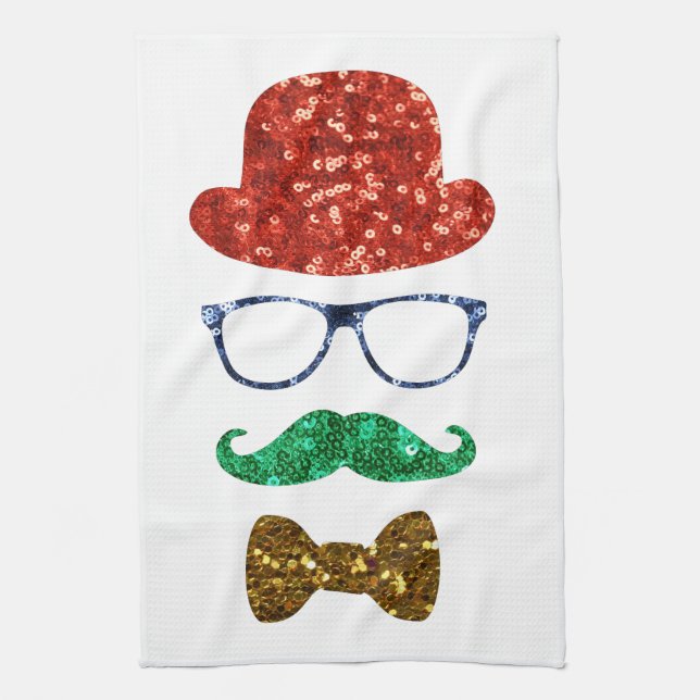 christmas hipster mustache towel (Vertical)