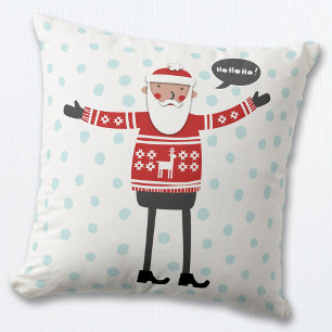 Christmas Hipster Santa Throw Pillow