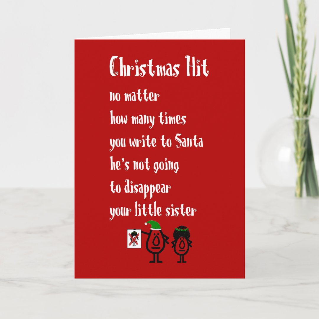 Christmas Hit A Funny Merry Christmas Poem Card Zazzle