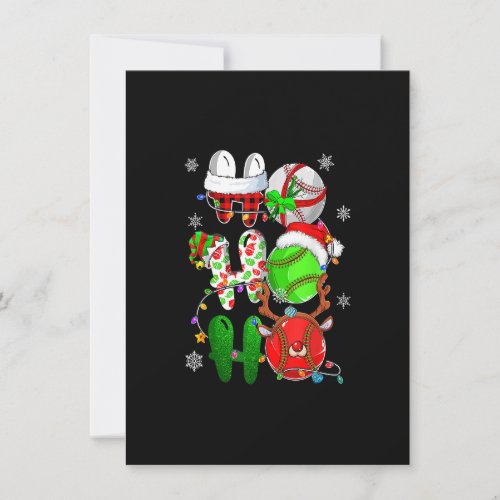 Christmas Ho Ho Ho Baseball Lover Santa Reindeer E Invitation