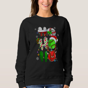 Christmas Ho Ho Ho Baseball Santa Reindeer Elf Xm Sweatshirt