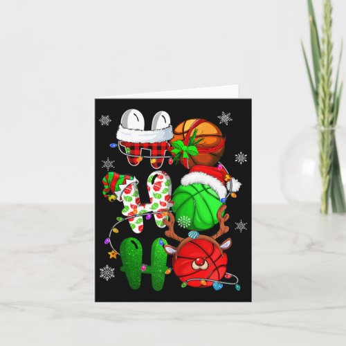 Christmas Ho Ho Ho Basketball Lover Santa Reindeer Card