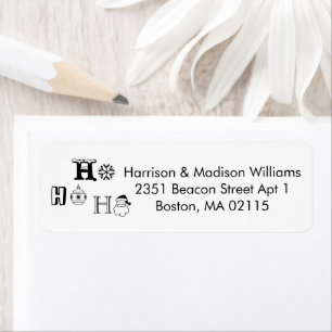 Christmas Ho Ho Ho black white Return Address Label