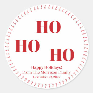 Christmas Ho Ho Ho custom name candy cane cute   Classic Round Sticker