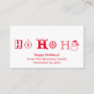 Christmas Ho Ho Ho custom red name date cute Enclosure Card