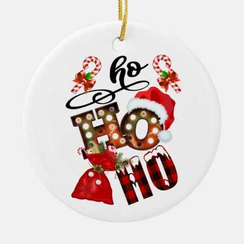 Christmas Ho Ho Ho Modern Festive Holidays Ceramic Ornament