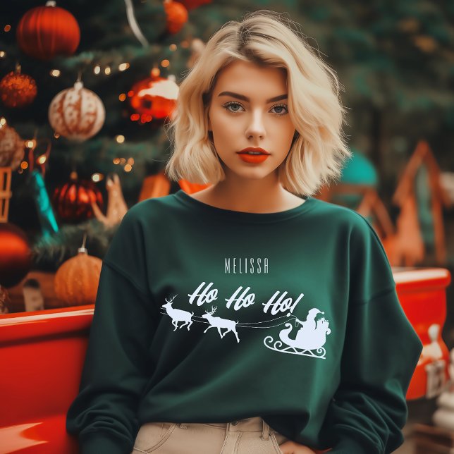 Christmas Ho Ho Ho! Modern Santa Claus Typography Sweatshirt (Creator Uploaded)