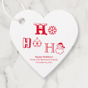 Christmas Ho Ho Ho red custom name date heart Favor Tags