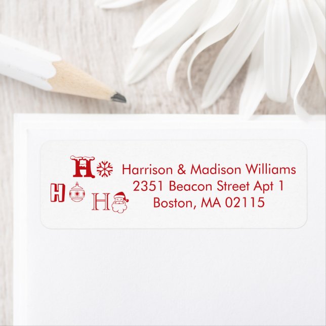 Christmas Ho Ho Ho red cute Return Address  Label (Insitu)