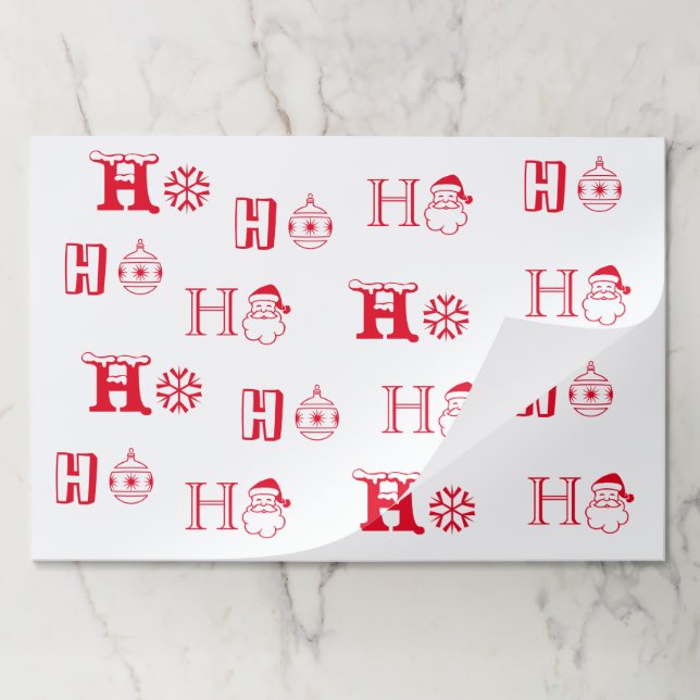 Christmas Ho Ho Ho red white cute paper placemats (Folded)