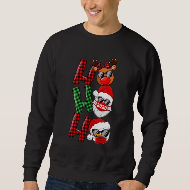 Christmas Ho Ho Ho Santa Reindeer Snowman Face Mas Sweatshirt (Front)