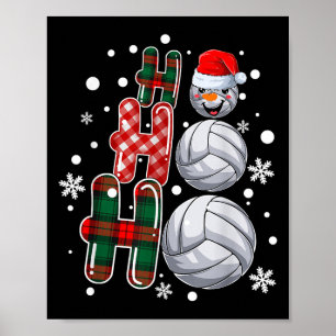 Christmas Ho-ho-ho Santa Snowman Volleyball Xmas P Poster
