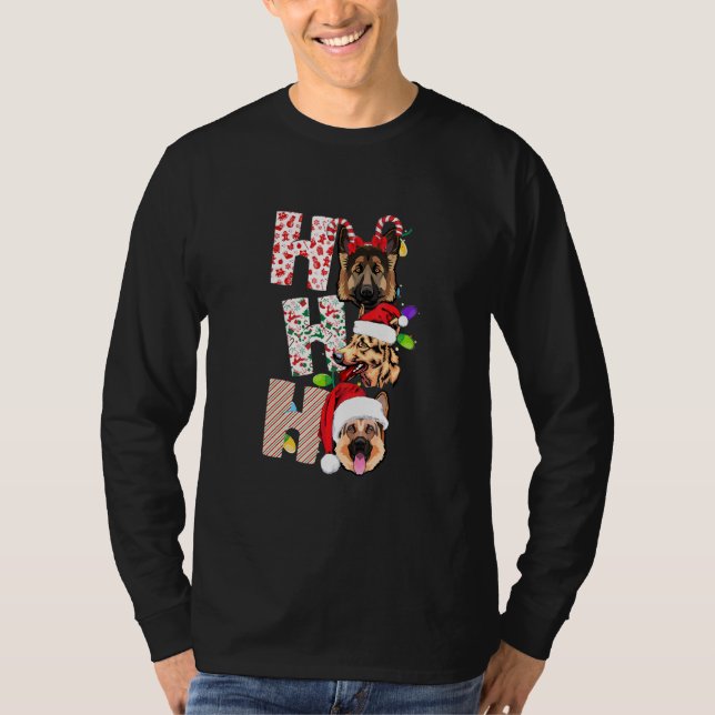Christmas Ho Ho Ho Shepherd Dog For Dog   Pet Xmas T-Shirt (Front)
