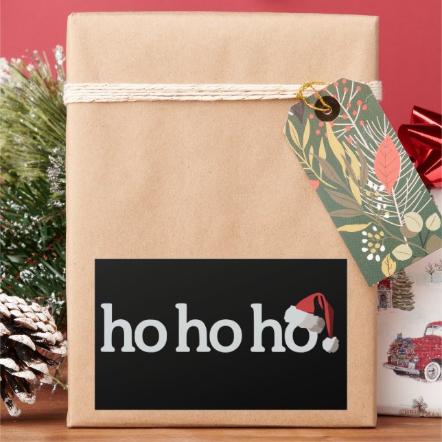 Christmas Ho Ho Ho Xmas Santa Hat Rectangular Sticker (Holiday)
